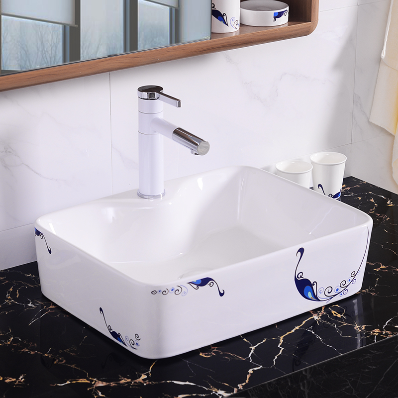 Ceramic table basin European modern Chinese rectangular large art basin Creative personality washbasin Washbasin