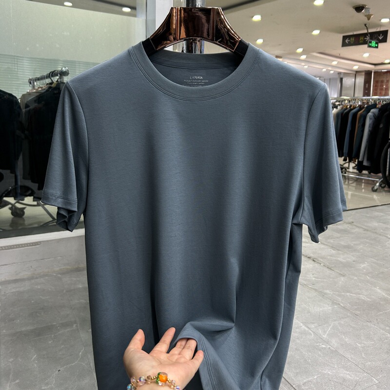 【Shanjia】100% Washed Cotton! Excellent Quality! Pure Basic Style, Brand Label-Cut Men's Summer T-Shirt with Short Sleeves