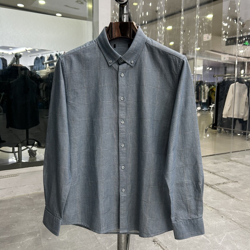 【H Brand】100% Cotton! Soft and Skin-Friendly! Outlet Stock from First-Tier Brands, Clearance Label-Cut Men's Plaid Shirt