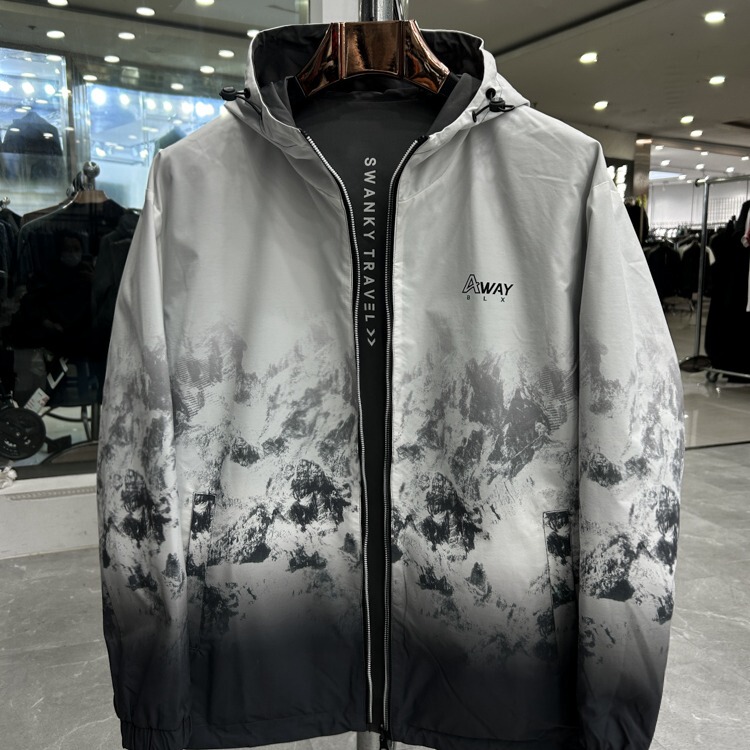【H Brand】Glacier Camouflage! Reversible! Suitable for Commuting, Business or Fashionable Casual Wear. Men's Cropped Hooded Jacket