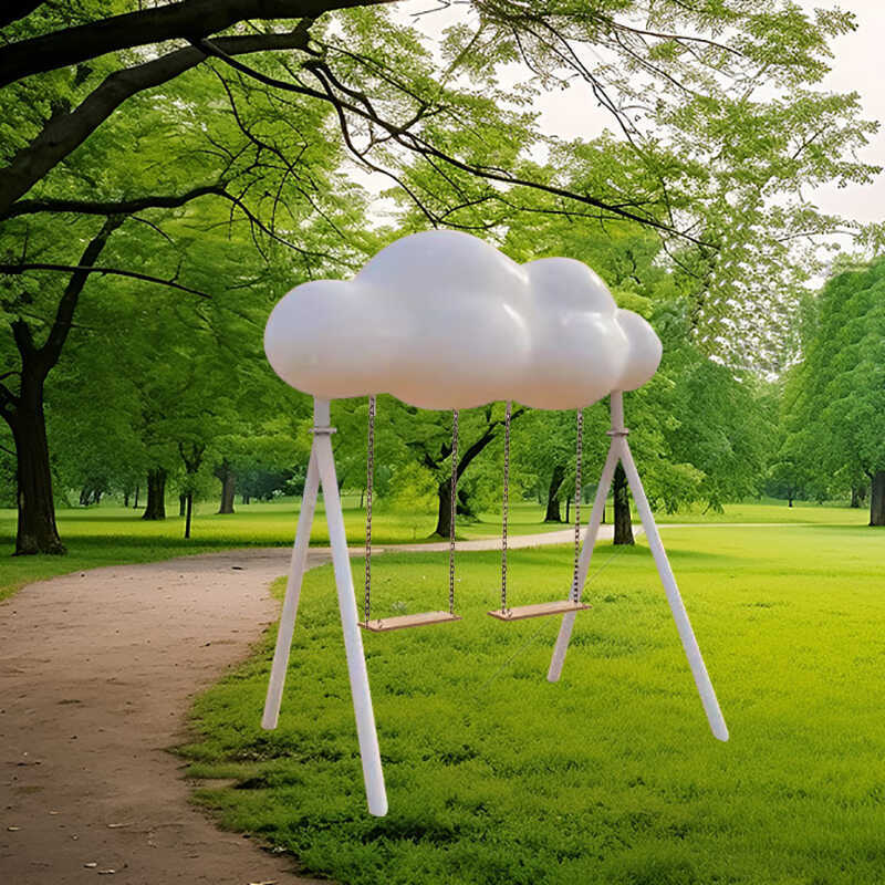 Outdoor Large Stainless Steel Hollow Cloud Swing Sculpture Scenic Area Garden Landscape Ornament Fiberglass Decoration