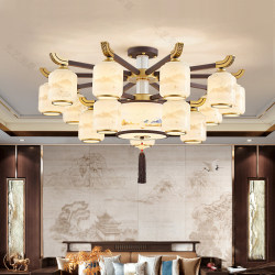 New Chinese-Style Living Room Chandelier, Picturesque Chinese Style, High-End Chinese-Style Lighting Fixtures, Villa Lobby Dining Room Ceiling Light
