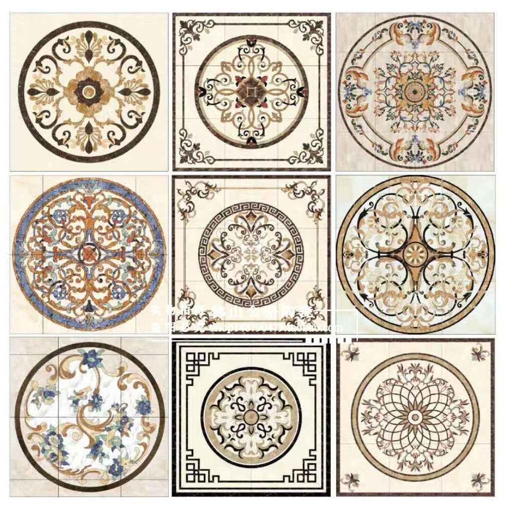 Living room water knife mosaic puzzle custom tile floor tiles gold steel glaze floor dining room entrance background marble