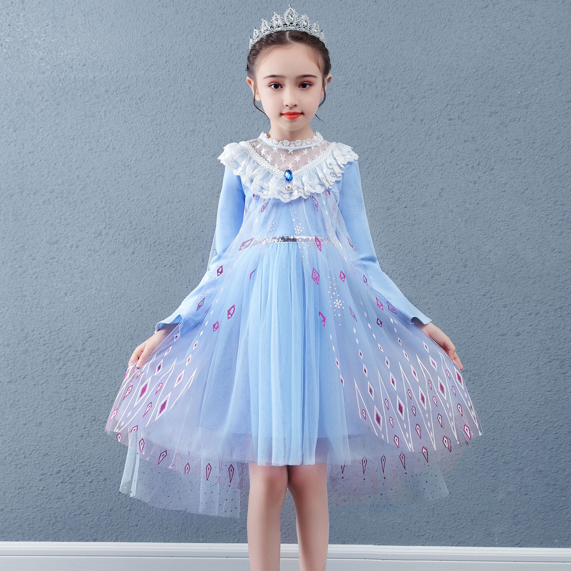 Aisha Princess Dress Girls Frozen New Spring and Autumn Aisha Dress Aisha Skirt Birthday Performance Costume