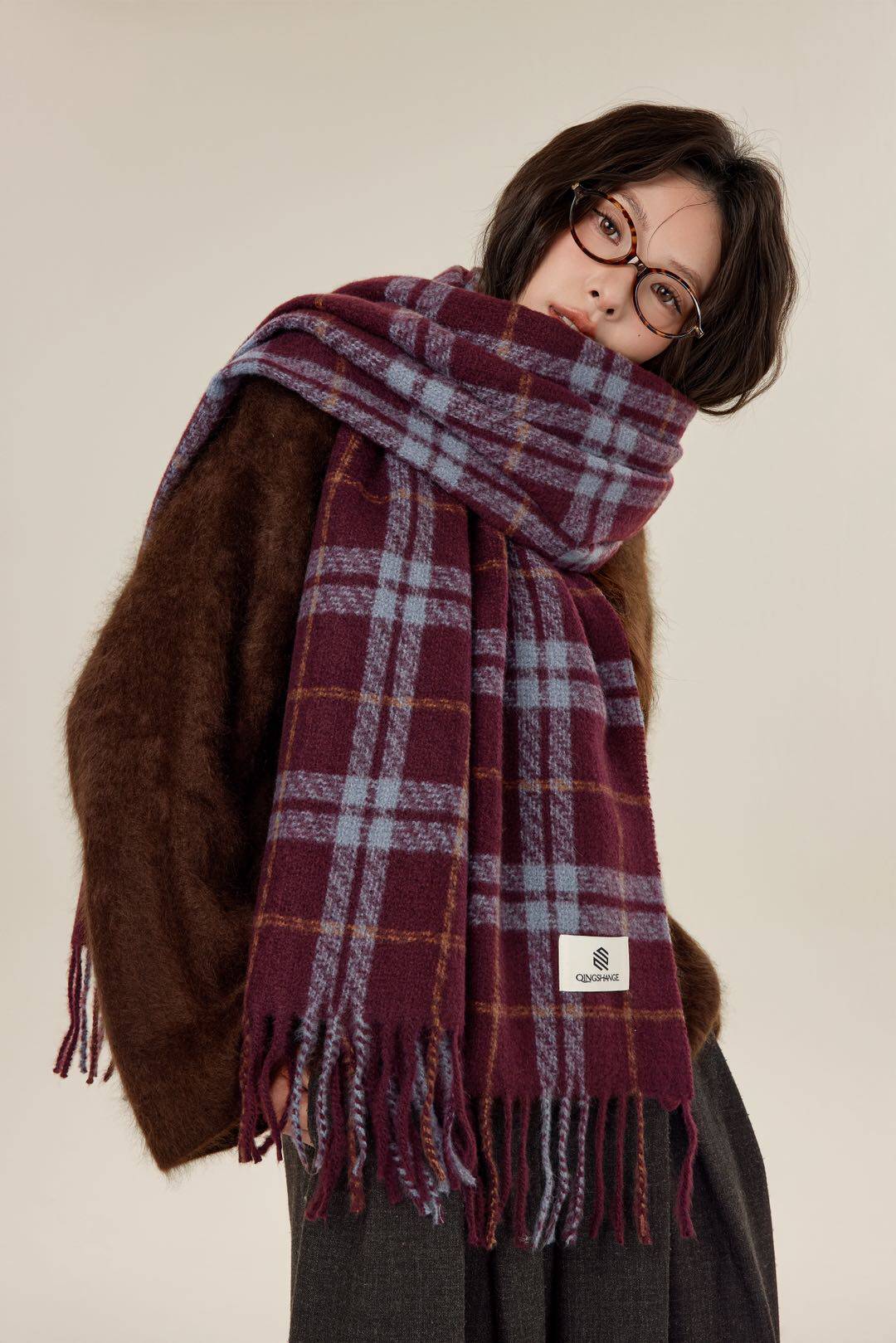 100% Pure Cashmere Scarf: British Minimalist Design - Taobao product photo 8