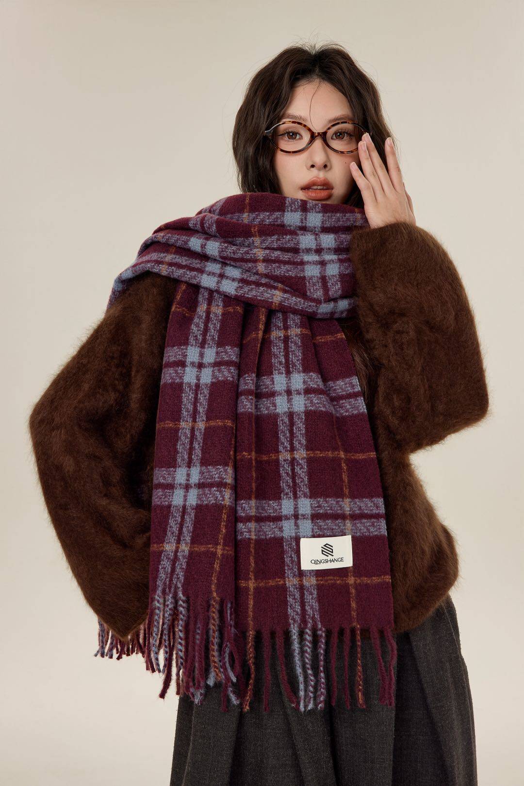 100% Pure Cashmere Scarf: British Minimalist Design - Taobao product photo 7