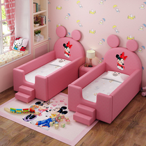 Solid Wood Childrens splicing bed plus wide side bed baby room baby boy girl with guardrail modern soft bag bed