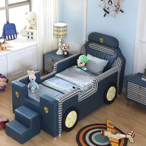 Island childrens car bed boy girl baby single child bed with guardrail cartoon sports car widening stitching small bed