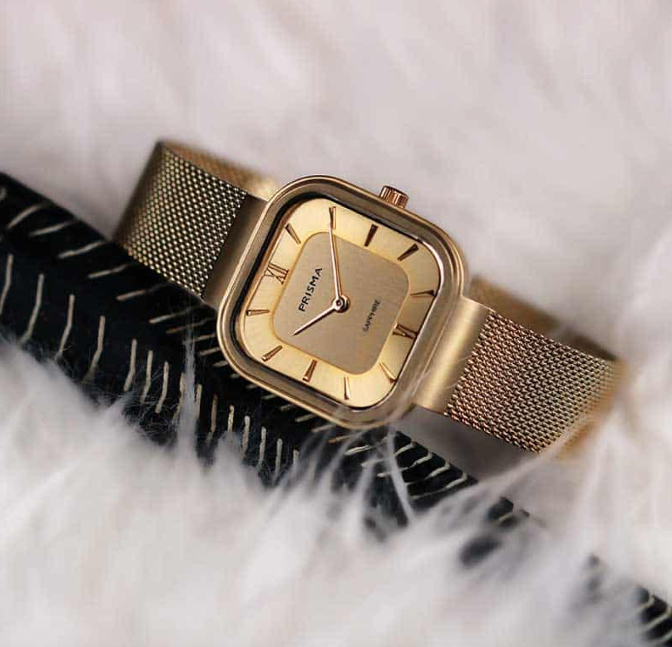 Official website Prisma Dutch small crowd retro square pan light extravagant cold door vintage small gold meter adjustable women's meter