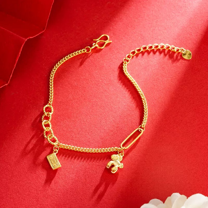 Vietnamese Gold-Plated Bracelet for Instant Wealth, Copper-Plated, Niche Style, Lightweight, Fashionable, Success-Bringing Bracelet for Women Vietnamese Gold-Plated Bracelet for Instant Wealth, Copper-Plated, Niche Style, Lightweight, Fashionable, Success-Bringing Bracelet for Women
