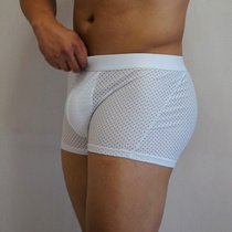 Gvzpea mens mesh boxer antibacterial simple middle waist youth sports sweat-absorbing breathable solid color underwear