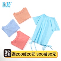 z Girls T-shirt Spring and summer short sleeve slub cotton Childrens cotton crew neck top Pajamas base shirt Childrens half sleeve undershirt