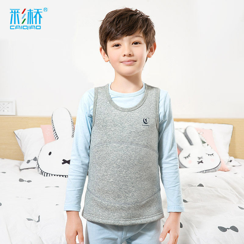 Children's warm vest plus velvet and thick cotton boy's vest is bottomed in winter. Girls 12-15 years old