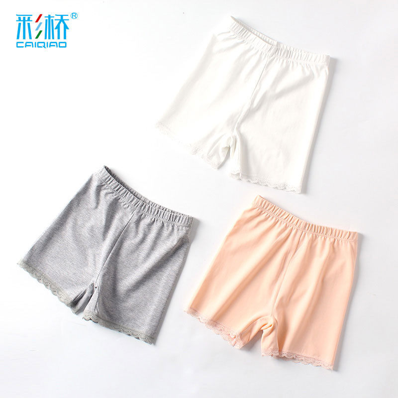 Safety pants for girls, pure cotton for children, baby four-corner, summer plain leggings for children, pure cotton for light protection