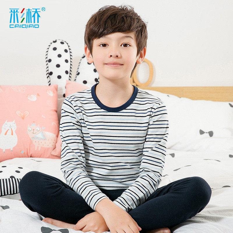 Caiqiao autumn and winter boys underwear set cotton middle and Big Boy warm autumn clothes autumn trousers children's pajamas thin