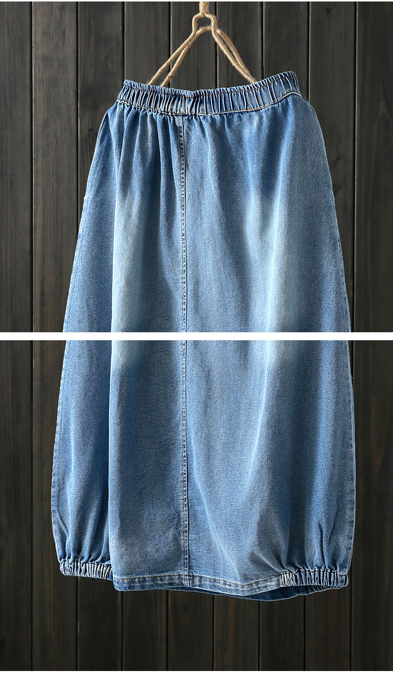 Fan văn học gốc khâu váy denim nữ rửa hoa cũ giảm béo váy mùa xuân mới váy dài 19 - Váy chân váy suông dài