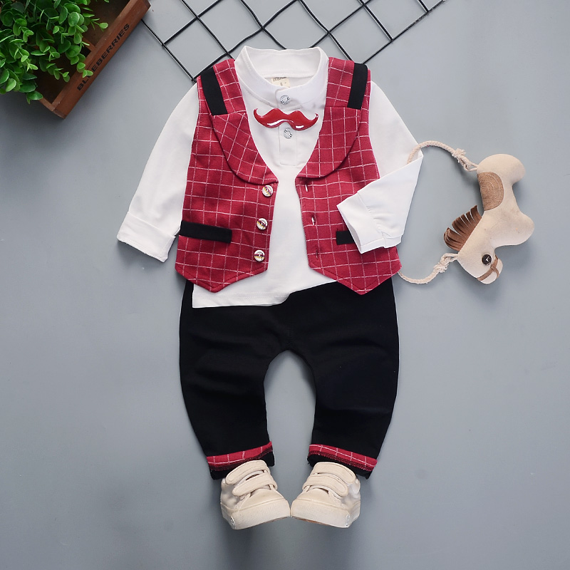 . Boy áo giáp Gentleman ba mảnh set 2 mùa thu 3 trẻ em nhỏ phù hợp với 4 bé chiếc váy thiết lập 1 tuổi.