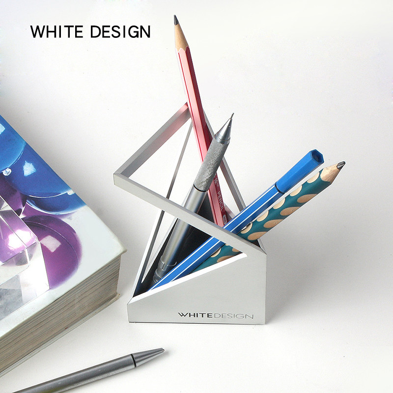 white design aluminum alloy pen holder creative metal minimalist office desktop swing piece containing stationery gift