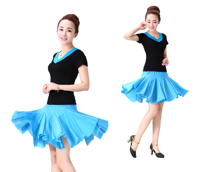 Váy nhảy vuông mới Váy ngắn Váy hiệu suất mùa hè thực hành nhảy váy swing lớn váy vuông - Khiêu vũ / Thể dục nhịp điệu / Thể dục dụng cụ giày tập múa
