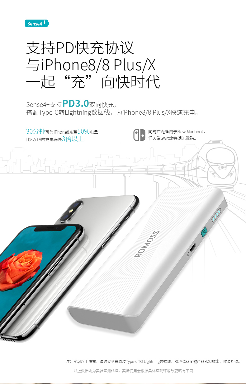 Rome chính thức sạc kho báu 10000 mAh Sense4 + sạc nhanh hai chiều điện thoại di động phổ thông điện thoại di động chính hãng
