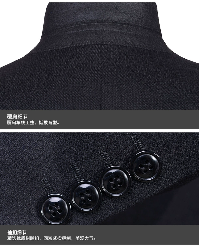 [清] Mans Brighton phiên bản Hàn Quốc của bộ đồ len dày tự trồng phù hợp với bộ váy cưới màu đen nam quần short nam kaki