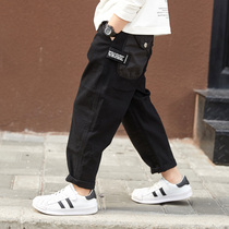  Childrens clothing boys  pants spring 2021 new childrens sports overalls loose middle and large childrens western style Korean version of the tide 9