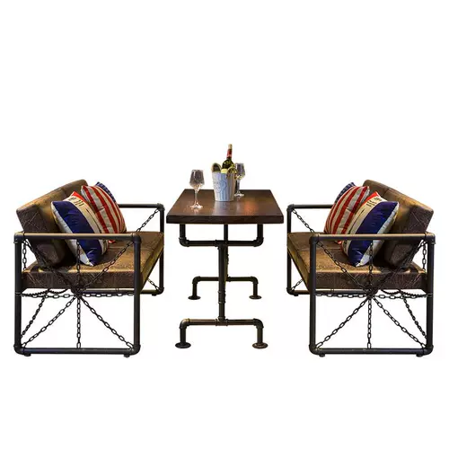 Ретро промышленная фэн -шуи трубная карта сиденье диван диван Tieyi Bar Qing Bar Barebue Hot Pot Ресторан