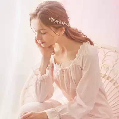 RoseTree cotton pajamas women's spring and Autumn princess court style retro long-sleeved sweet and cute home suit set