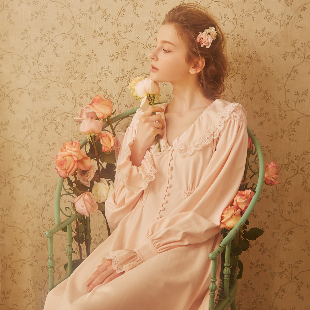 RoseTree Palace Court Sleeping Dress Lady Spring Long Sleeve Princess Retro Mordale Long Version Sexy Pyjamas home clothes