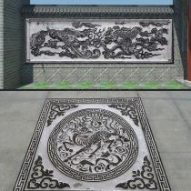 Bluestone stone carving Dragon and phoenix relief mural Ground carving Marble carving dragon screen shadow back wall Photo wall paving Entrance court
