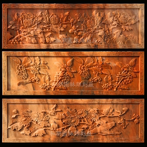 Stone carving relief sunset red carving mural Ground carving Photo wall Chinese courtyard Indoor flowers blooming rich screen shadow wall wall