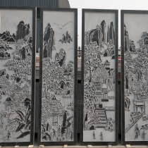 Bluestone stone carving Flowers and plants relief ground carving Antique carving Courtyard decoration Paving Auspicious and Ruyi entrance mural shadow wall