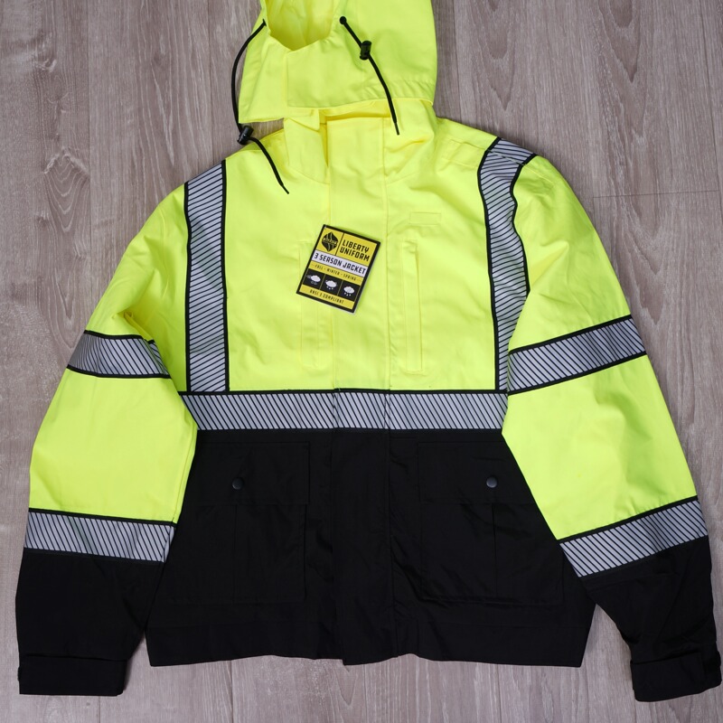 Men's Motorcycle Reflective Raincoat with Full Adhesive Waterproofing, Multi-Pocket Workwear Jacket, Windbreaker, Cycling Safety Clothing