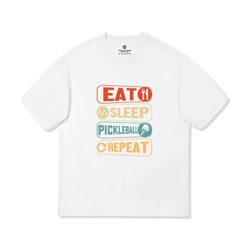 Teego· Blue Letter Pickleball Creative Text Fun Short-Sleeve New Style for Men and Women