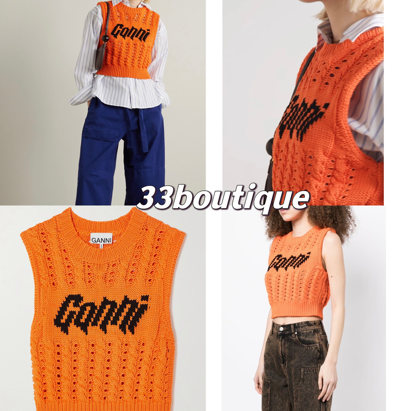 In Stock! Ganni23Ss Spring and Summer New Women's Vest, Waistcoat, Knitted Casual Preppy Style