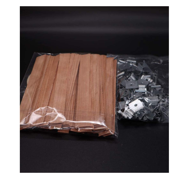 100 Wooden Candle Wicks, Wooden Candle Sticks + Clips, Wooden Wicker, Soy Wax Candle Making Wooden Wicker