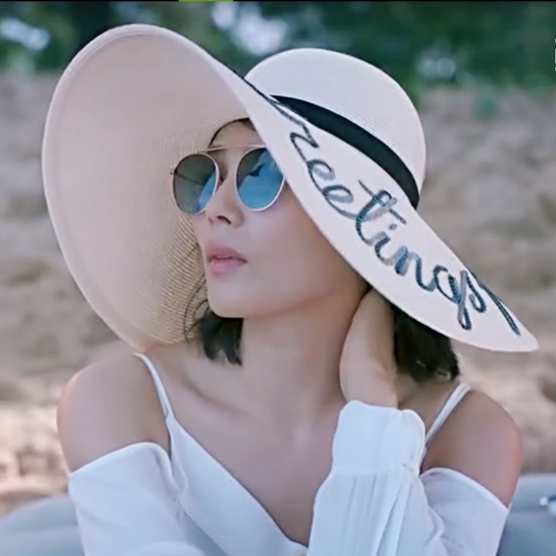 Island vacation photo hat beach sun hat sun hat sunshade straw hat female versatile big brim hat sun-blocking folding hat