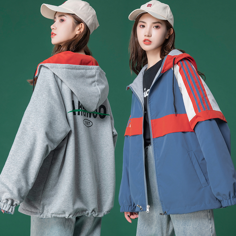 Costume teenage girl in 2022 new high school high school students Han Ed loose bf wind on both sides of clothes