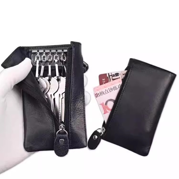 Men's Leather Key Case, Large Capacity, Simple Card Holder, Key Storage Bag, Mini Compact Key Organizer for Home Use