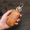 New Genuine Leather Car Key Case, European and American Retro Style, Waist-Hanging, Keyless Entry Remote Control Key Protective Cover for Men