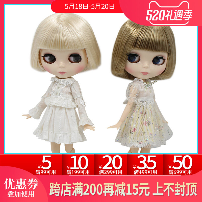 DBS Blythe small cloth dolls light golden linen gold short hair and sea Popo head joint body can be changed to makeup