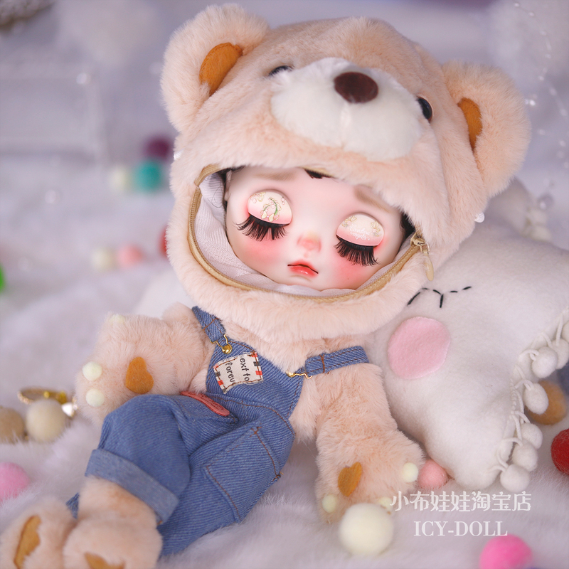 Icy Dbs Small Plush Doll with Open Mouth, Frosted Bunny Teeth, Smiling Face, Rbl Hand-Painted, Modified Makeup and Face, Finished Product, Gift for Girls