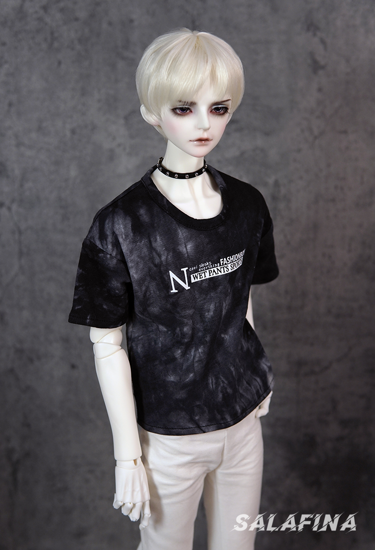 sala bjd doll dress menswear cool daily T-shirt smoke black dye printing uncle size 707273cm Long soul