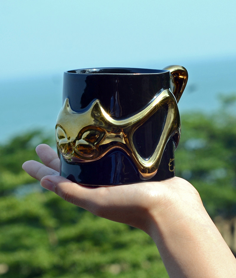 Half cup cat Catfeel exquisite ceramic cup gift mug gold-plated cat cup creative personality water cup
