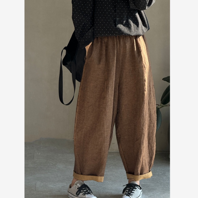 Spring and Summer Original Design 100% Brushed Heavy Linen Drape Slimming Curved Carrot Pants Cropped Linen Pants Spring and Summer Original Design 100% Brushed Heavy Linen Drape Slimming Curved Carrot Pants Cropped Linen Pants