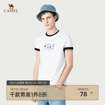 Camel mens summer new fashion short-sleeved t-shirt mens crew neck loose cotton t-shirt base shirt men