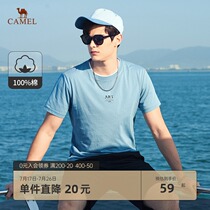 Camel mens 2021 summer new round neck pure cotton short-sleeved t-shirt mens letter printing casual bottom top tide