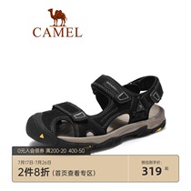 Camel mens shoes new summer casual sandals mens tide velcro Baotou cowhide non-slip wild beach shoes