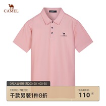 Camel mens summer new solid color lapel short-sleeved t-shirt mens casual sports pure cotton polo shirt tide