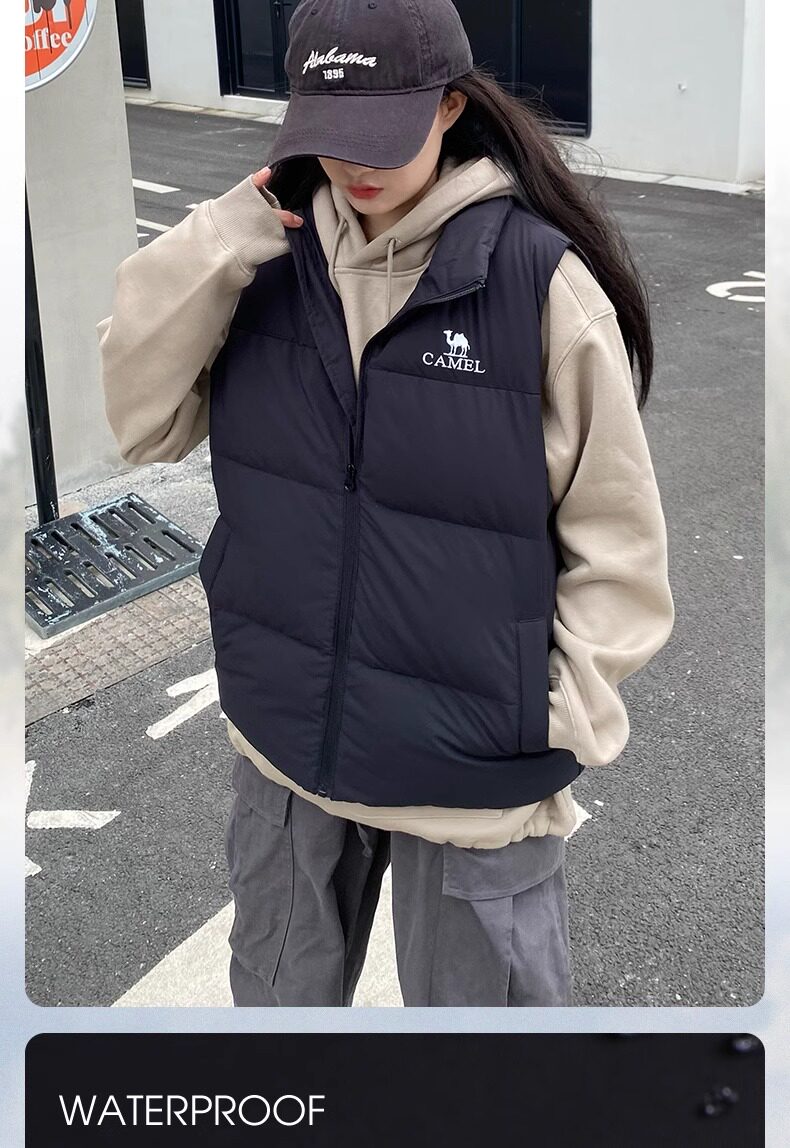Пуховой жилет （小红书同款）骆驼羽绒马甲女2025秋冬季新款轻薄羽绒服短外套 Camel